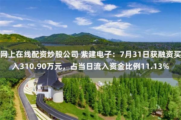 网上在线配资炒股公司 紫建电子：7月31日获融资买入310.90万元，占当日流入资金比例11.13%