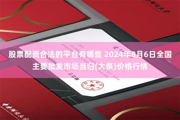 股票配资合法的平台有哪些 2024年8月6日全国主要批发市场当归(大条)价格行情